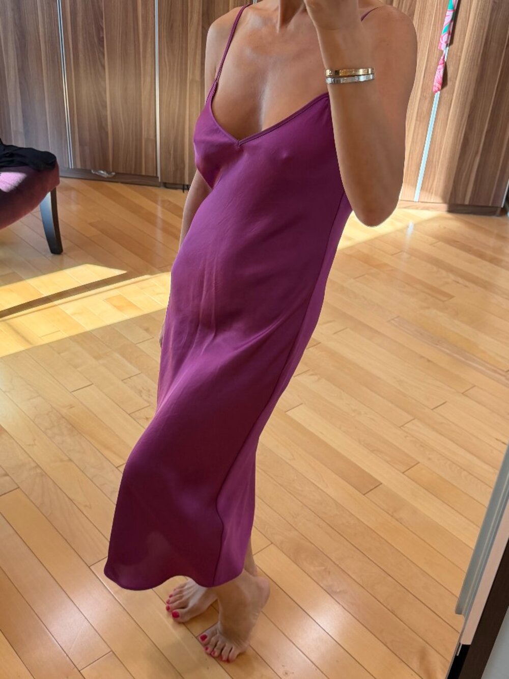 Aritizia Wilfred Only Slip Satin Midi Dress
